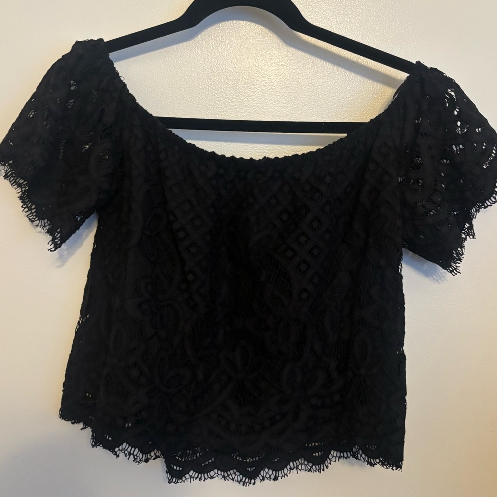 Express Black Lace Crop Top
